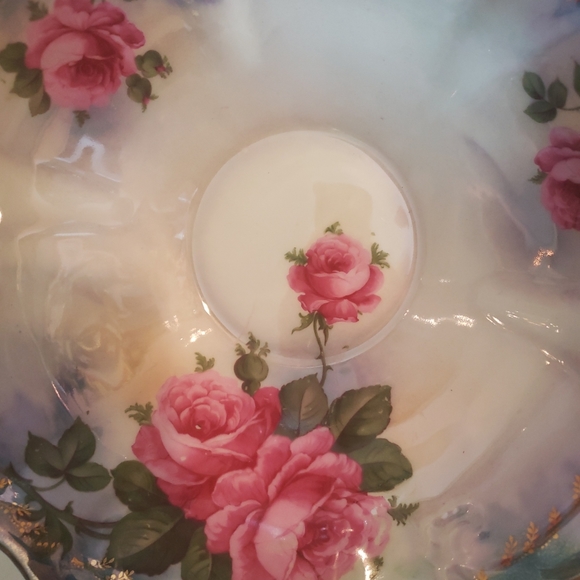 Silesien Germany Large Bowl with Roses - Picture 2 of 9